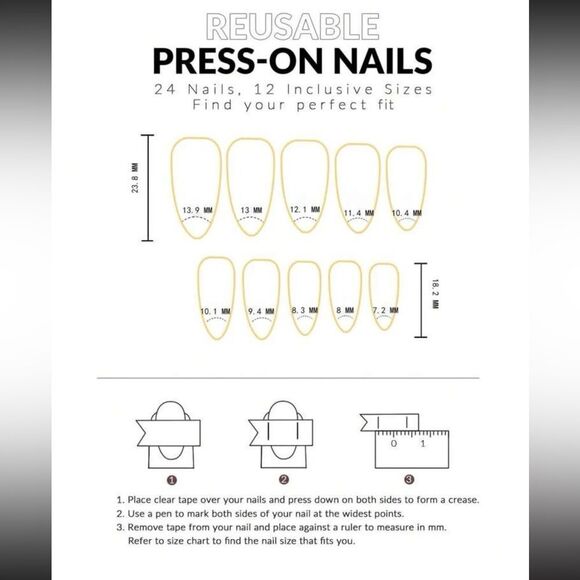 Valentines Day White Almond Red Heart 24 Piece Set Kawaii Nails - Picture 4 of 11